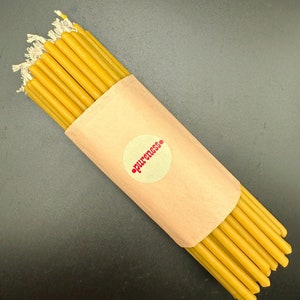 Natural Beeswax Thin Taper Candles 20pc, 100% Pure Handmade Beeswax Candlesticks, Paraffin-Free