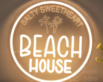 Insegna al neon personalizzata per la casa sulla spiaggia, insegna da parete personalizzata per la casa sulla spiaggia, decorazione per insegna costiera, insegna al neon per nome di famiglia, regali per la casa sulla spiaggia