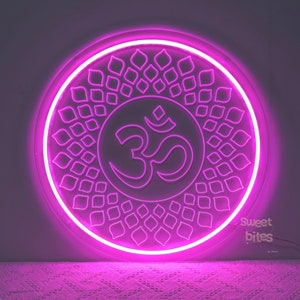 Om Buddha Leuchtreklame,Meditationslichtdekor,Yoga Wanddekor,Mandala Wandkunst,Haus Fitnessstudio Dekor,Buddha Symbol Geschenke,Yoga Geschenke,Meditation Geschenk