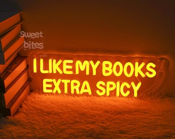 Me gustan mis libros Letrero de neón extra picante, Regalo para amantes de los libros, Letrero de la biblioteca del hogar, Arte del libro picante, Letrero de la esquina de lectura, Decoración librería, Regalo para el lector