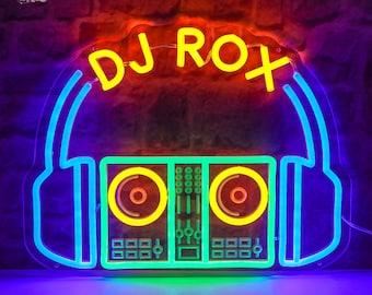 Custom DJ Name Neon Sign,DJ Headphone Sign,Personalized Bar LED Sign,Name Neon Sign,Studio Wall Decor,Party Enhancer Lights,Musician Gift