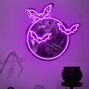 Gothic Bat Mirror Neon Sign,Gothic Mirror,Spooky Wall Sign,Gothic Lover Gift,Witch Mirror Wall Decor,Bat Wall Decor,Goth Dark Wall Art Gifts
