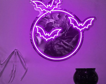 Gothic Bat Mirror Neon Sign,Gothic Mirror,Spooky Wall Sign,Gothic Lover Gift,Witch Mirror Wall Decor,Bat Wall Decor,Goth Dark Wall Art Gifts