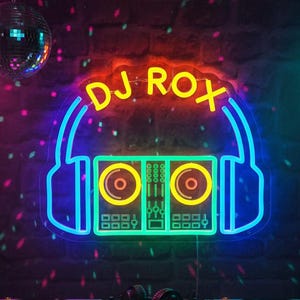 Custom DJ Name Neon Sign,DJ Headphone Sign,Personalized Bar LED Sign,Name Neon Sign,Studio Wall Decor,Party Enhancer Lights,Musician Gift