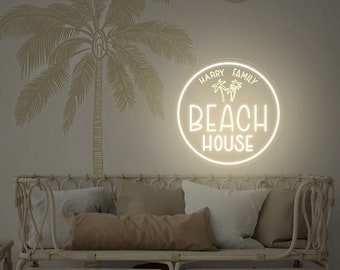 Custom Beach House Neon Sign, Personalized Beach House Wall Decor, Coastal Sign Decor, Family Name House Neon Sign, New Home Light Decor