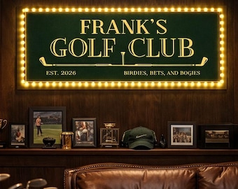 Enseigne LED personnalisée pour chapiteau de golf 19e trous, décoration murale personnalisée de golf, enseigne de bar et salon 19e trous, enseigne de salle de simulateur de cadeaux de golf