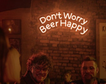 Don't Worry Beer Happy Neon Sign,Drinking Bar Light Sign,Home Bar Wall Decor,Funny Beer Wall Sign,Bar Neon Sign,Pub Sign,Beer Lover Gifts