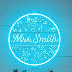 Personalized Math Teacher Neon Sign,Math Classroom Decor Sign, Math Science Teacher Gift, Back to school Funny Math Decoration Classroom Art