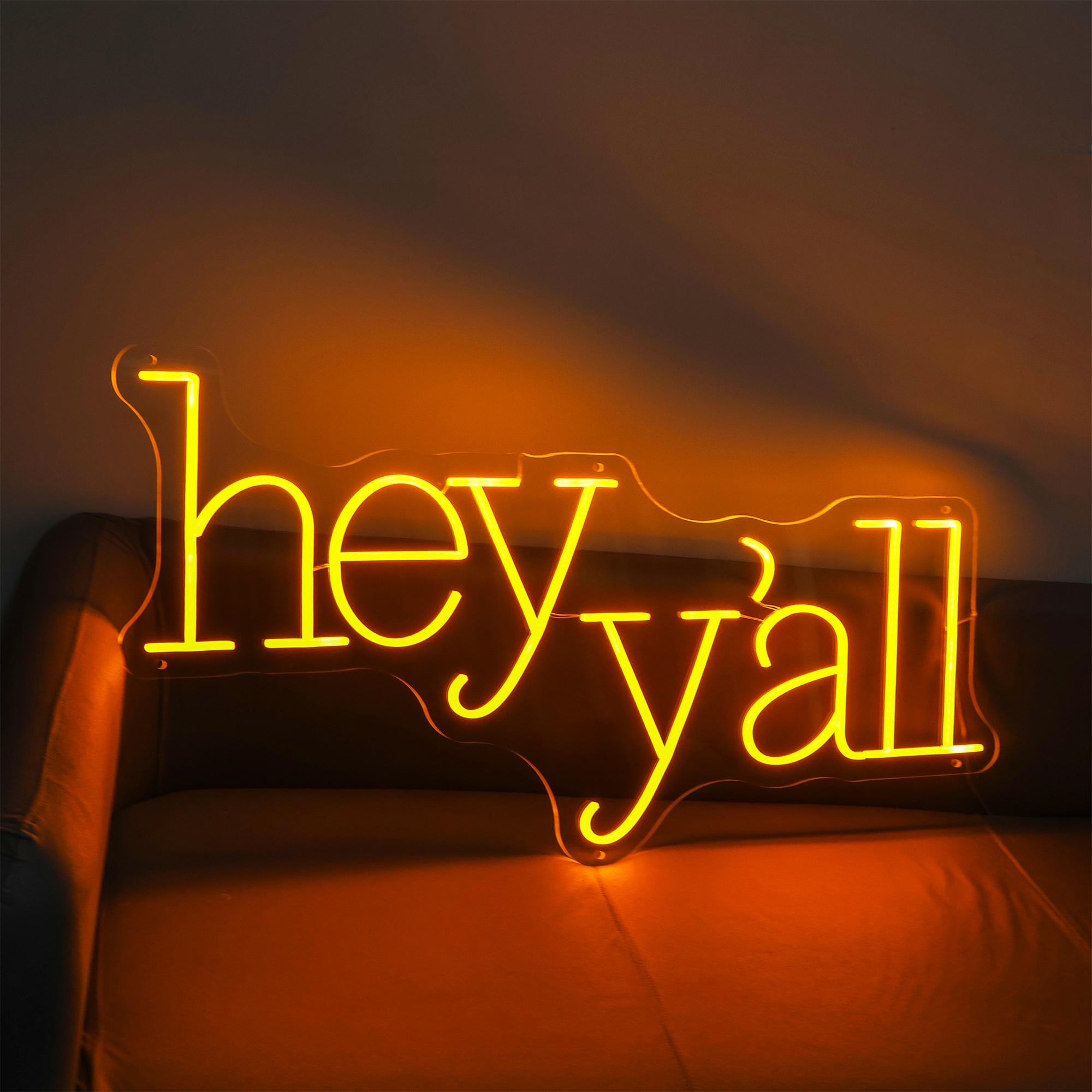 hey y'all Neon Sign,Home Welcome Sign,Western Wall Art,Texas Decor,Howdy Gifts,Cowboy|Cowgirl Gifts,Farmhouse Wall Sign,Cowboy Home Decor