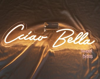 Ciao Bella Neon Sign,Italian Wall Sign,Hello Beauty Sign,Girly Wall Art,Bedroom Wall Sign,Office Wall Decor,Gift for Her,Aesthetic Decor