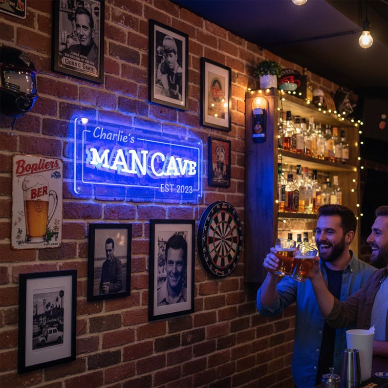 Custom Man Cave LED Neon Sign: Personalized Home Bar Decor - Etsy