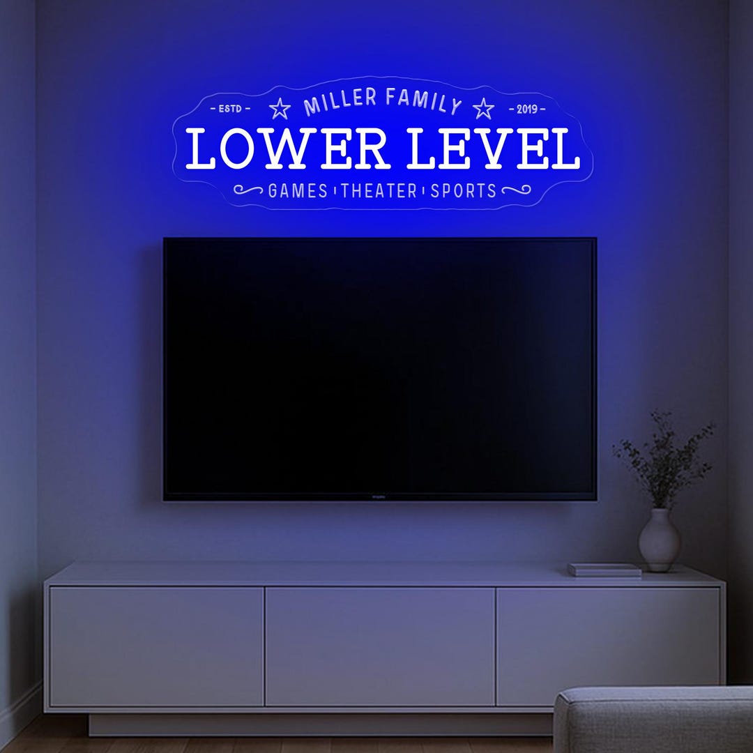 Personalized Lower Level Lounge Neon Sign,custom Lower Level Wall Art ...