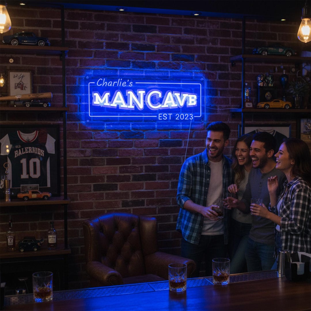 Custom Man Cave LED Neon Sign: Personalized Home Bar Decor - Etsy