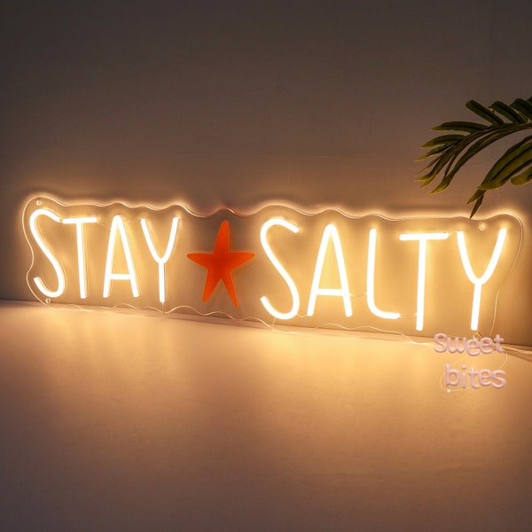 Stay Salty Neon Sign,Beach House Wall Sign,Bedroom Neon Light,Beach Style Decor,Coastal Sign Decor,Bible Verse Art,Christian Gifts