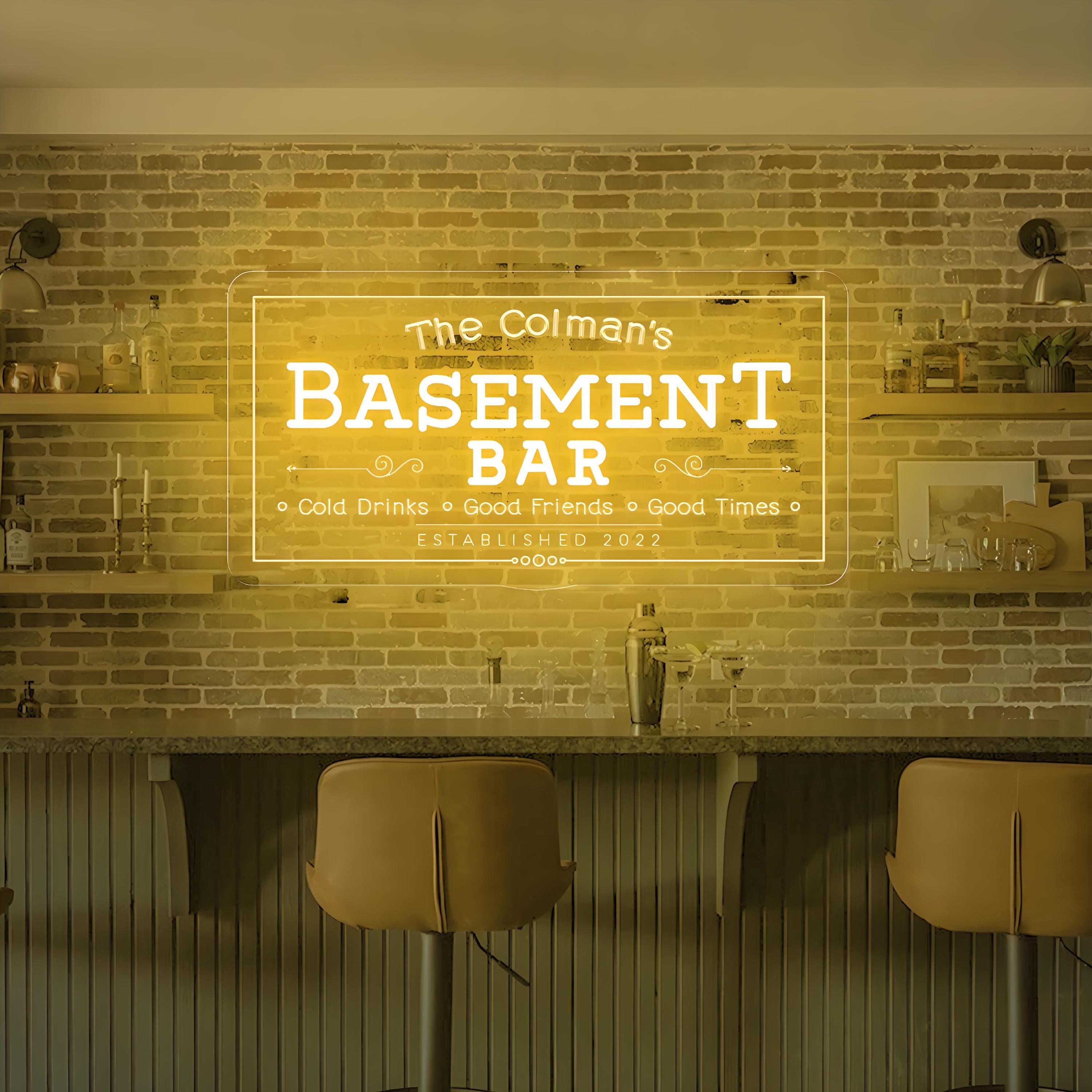 Personalized Basement Bar Neon Sign: Man Cave LED Decor - Etsy