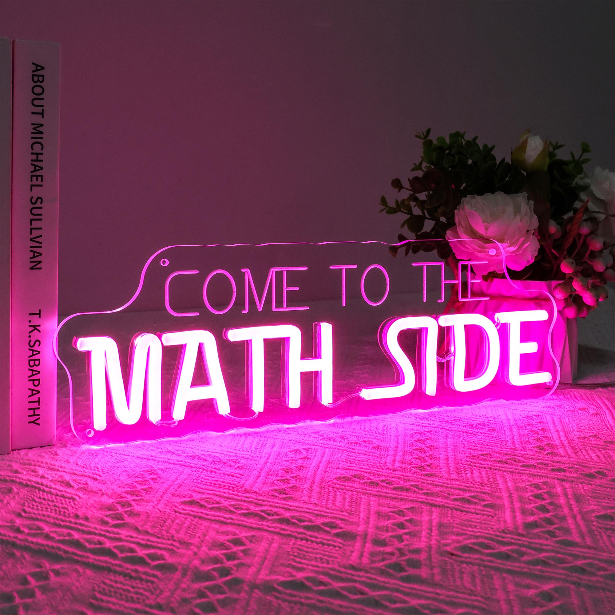 Preppy Math Signs Blue Come to the Math Side Neon Sign,math Classroom Decor Sign, Math Teacher ...