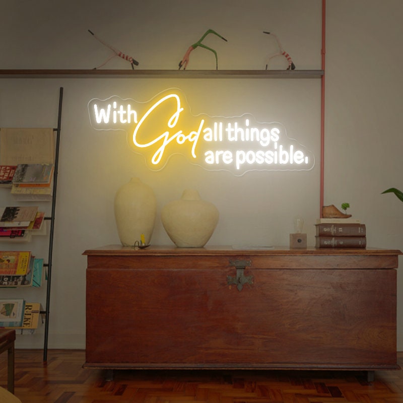 With God All Things Are Possible Neon Sign, Religious Wall Sign ...