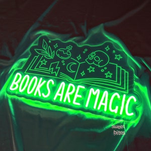 Les livres sont magiques Neon Sig, cadeau pour les amoureux des livres, enseigne de bibliothèque de maison, décoration d'étagère, décoration de livre magique, enseigne au néon de bibliothèque, cadeau pour lecteur