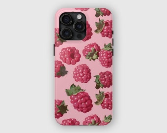 Rosa Himbeer Muster Handyhülle, Hülle für iPhone 15, 14, 13, 12, 11, 10, 8, 7, iPhone SE
