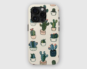 Coque de portable motif cactus dessin animé, coque pour iPhone 15, 14, 13, 12, 11, 10, 8, 7, iPhone SE