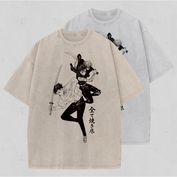 Jujutsu Kaisen Streetwear Oversized Shirt, Yuta Okkotsu T Shirt, Maki Zenin T Shirt, JJK Minimal Design, Snow-Washed Oversized Tee