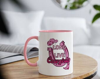 Long Live Cowgirls, Two-Toned Pink Coffee Mug, 11oz