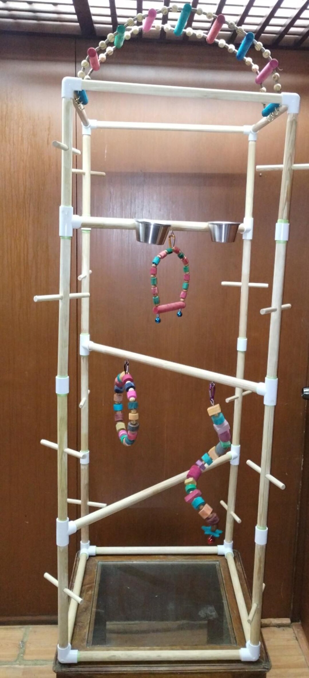 Curated visual reference: Fresh Look at Wooden Bird Play Area Gym For Parrots Parakeets And Other