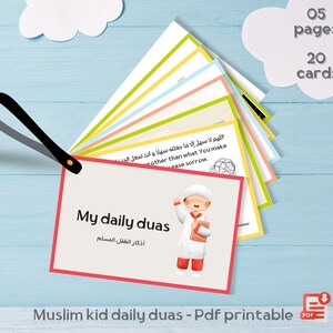 Dua quotidien pour enfants, 20 cartes islamiques pour enfants, imprimables, enfants musulmans, éducation islamique, version anglaise.