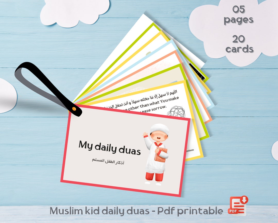 Daily Dua for Kids, 20 Islamic Cards for Kids, Printable, Muslim Kids ...