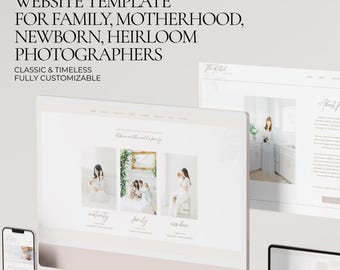 Showit Website Template for Lifestlyle, Maternity, Newborn, Family, Heirloom Photographers + Guide to DIY with SEO in mind!