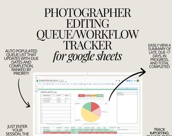 Tracker del flusso di lavoro della coda di modifica del fotografo per Fogli Google