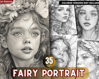 Butterfly Fairy, Coloring Pages for Adults and for Kids for Relax and Stress Relief, Grayscale Coloring Book, Printable PDF