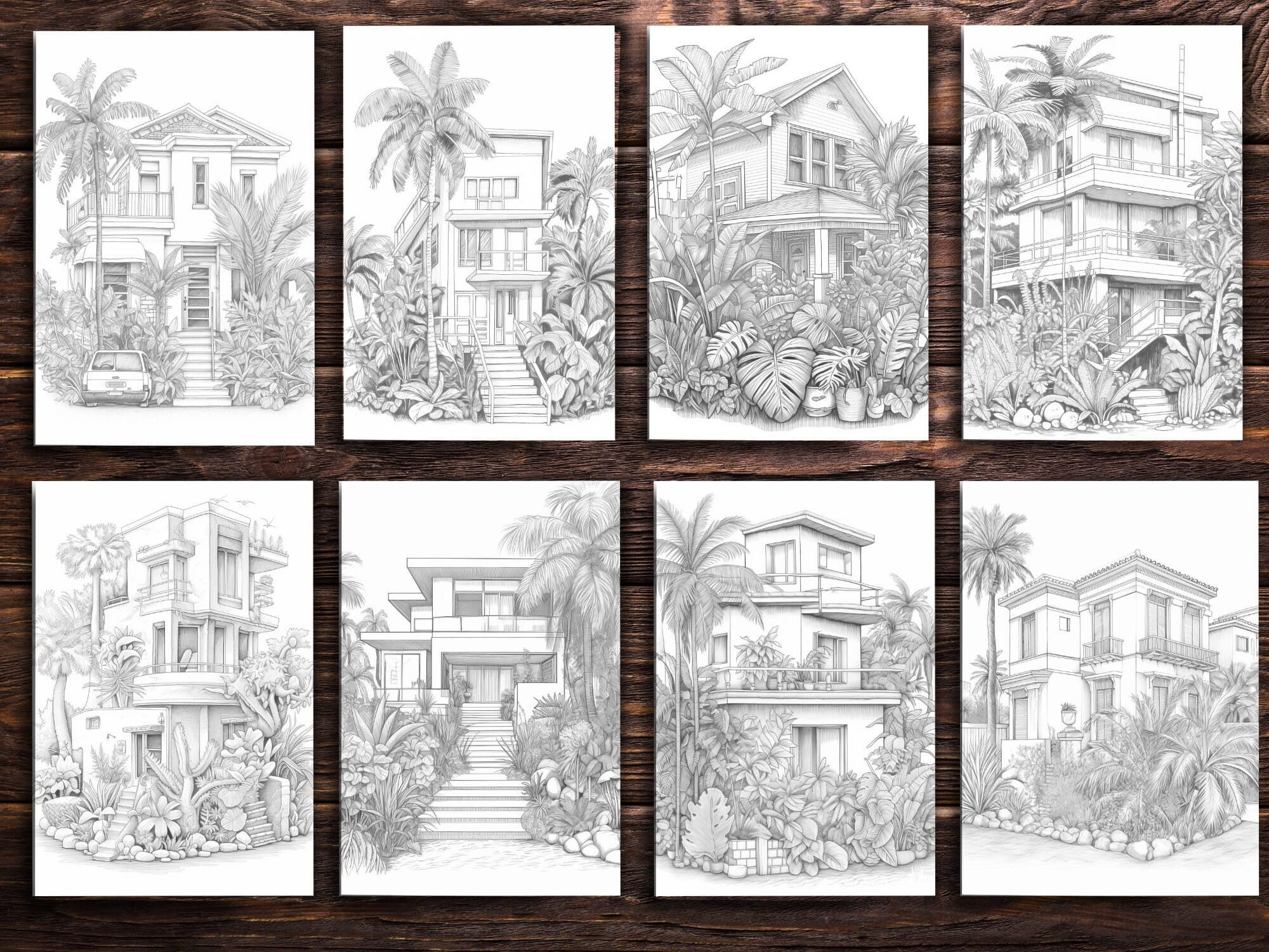 Minimalist Houses Coloring Pages for Adult Kids Instant Download - Etsy