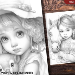 Girl With Animal Friend Coloring Pages for Adults and for Kids for ...