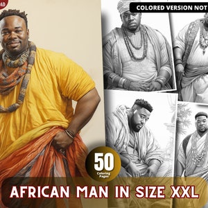 African Man in Size XXL Coloring Book Bundle Grayscale Coloring Books Grayscale Coloring Book, Printable PDF