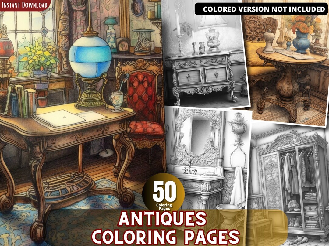 Antuques Coloring Pages for Adults and for Kids for Relax and Stress ...