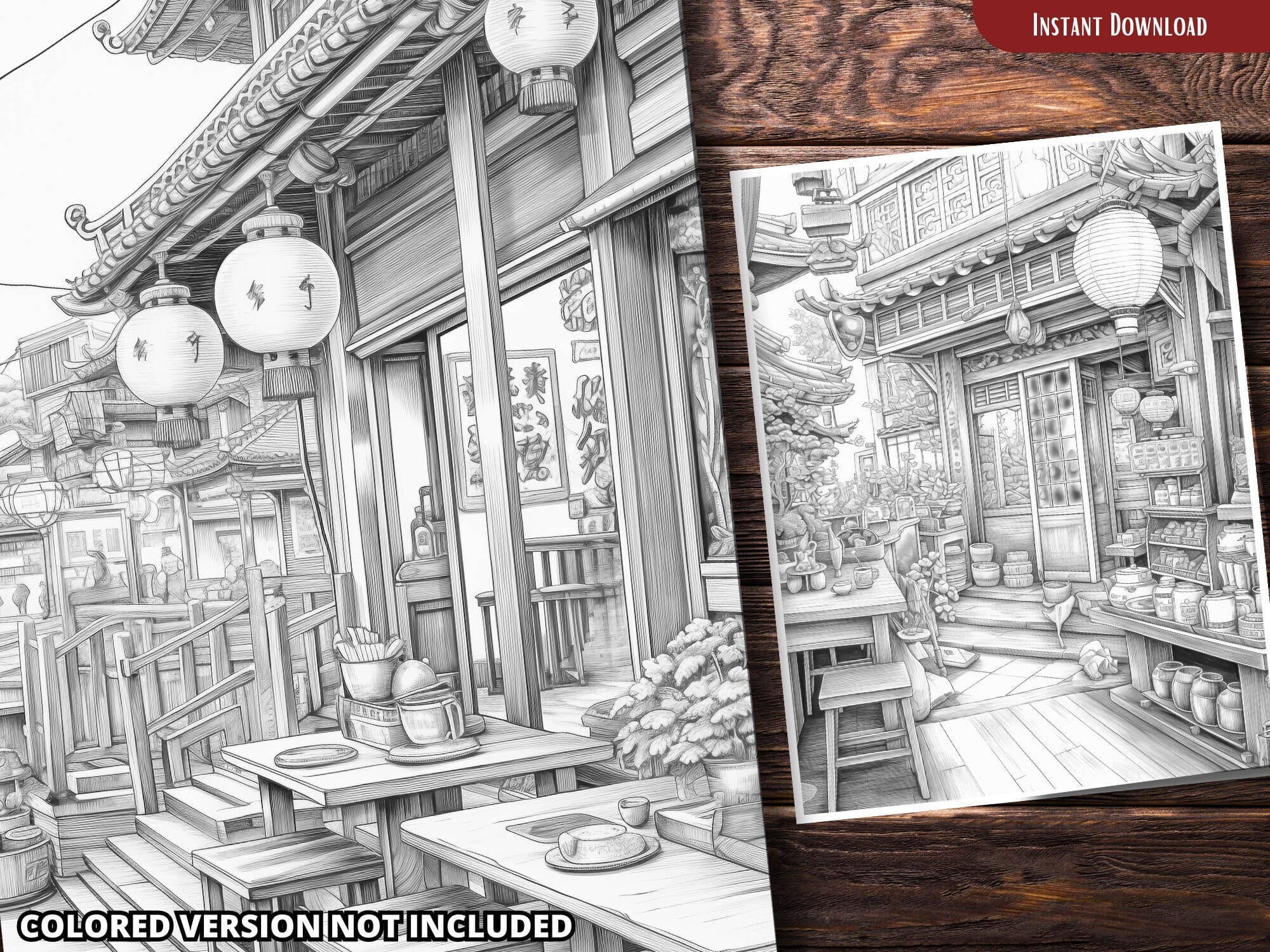 Japanese Coffee Shop Coloring Pages for Adults and for Kids Coloring ...