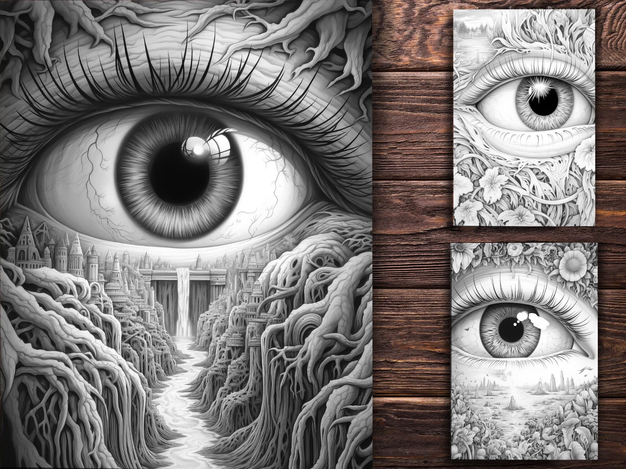 Eye Coloring Pages for Adults and for Kids for Relax and Stress Relief ...