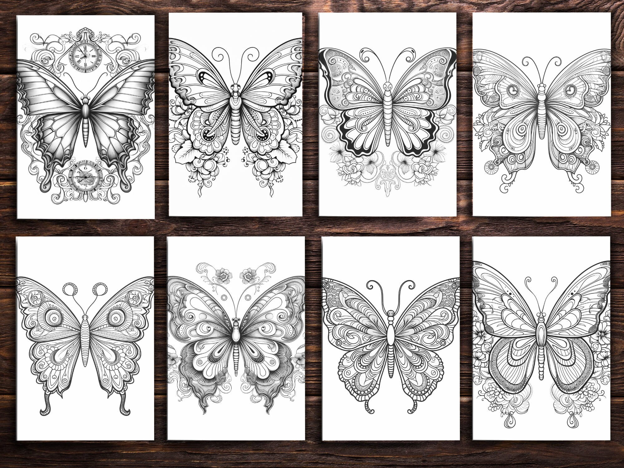 Butterfly Coloring Pages for Adults and for Kids for Relax and Stress