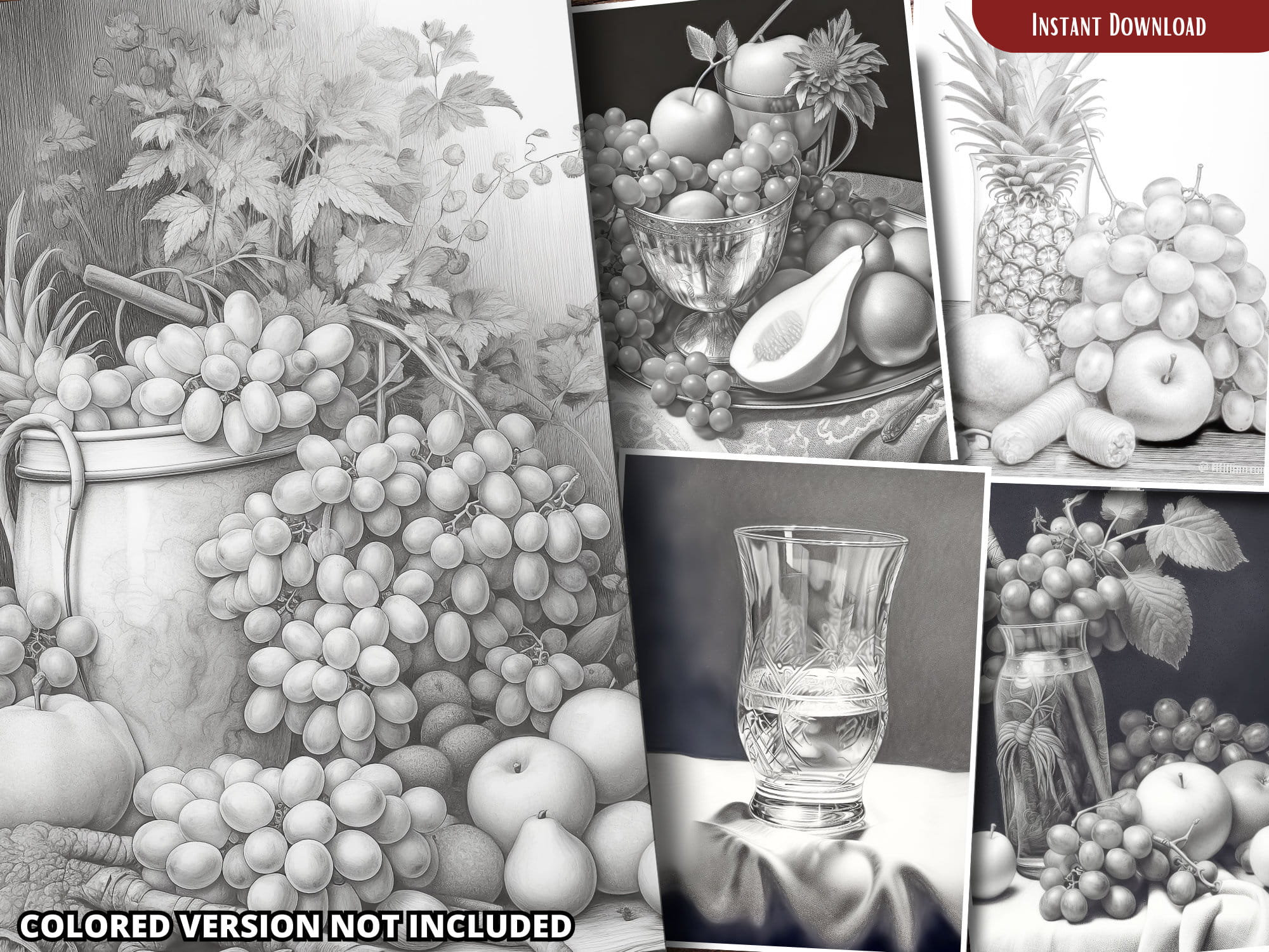 Still Color Book Still Life Coloring Book, Grayscale Art (printable PDF) - Etsy