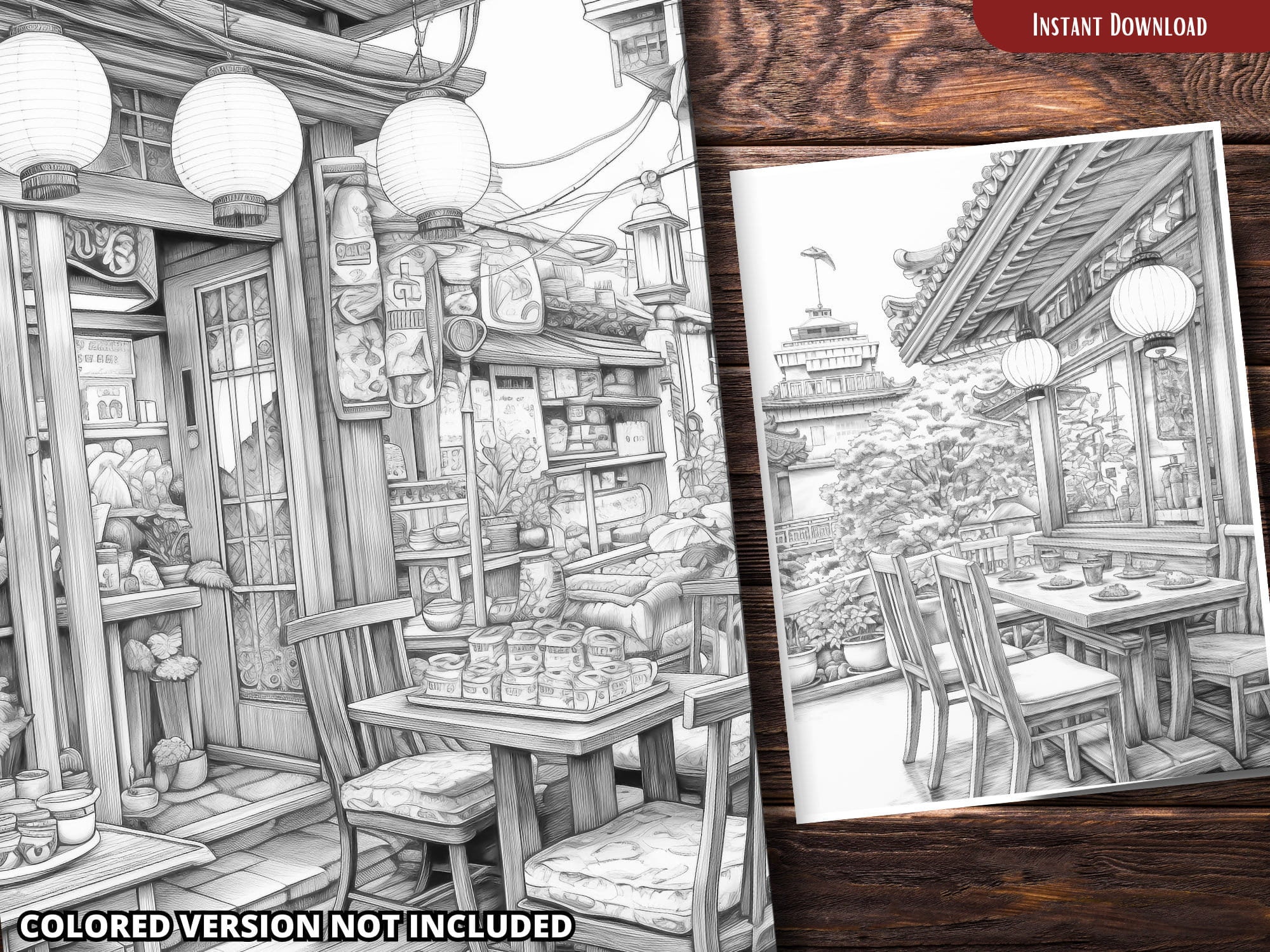 Japanese Coffee Shop Coloring Pages for Adults and for Kids Coloring ...
