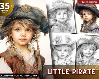 Piccolo pirata - Libro da colorare in scala di grigi, per bambini e adulti (PDF stampabile)