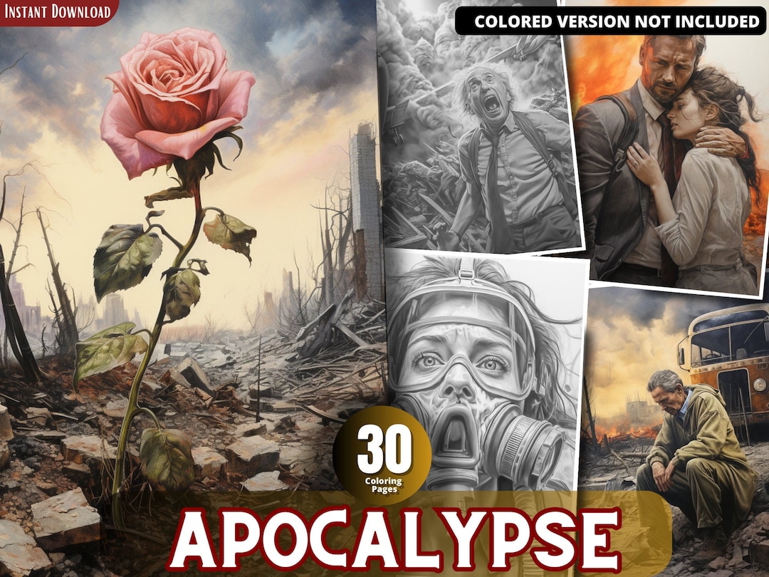 Apocalypse Coloring Pages for Adults and for Kids Grayscale Coloring
