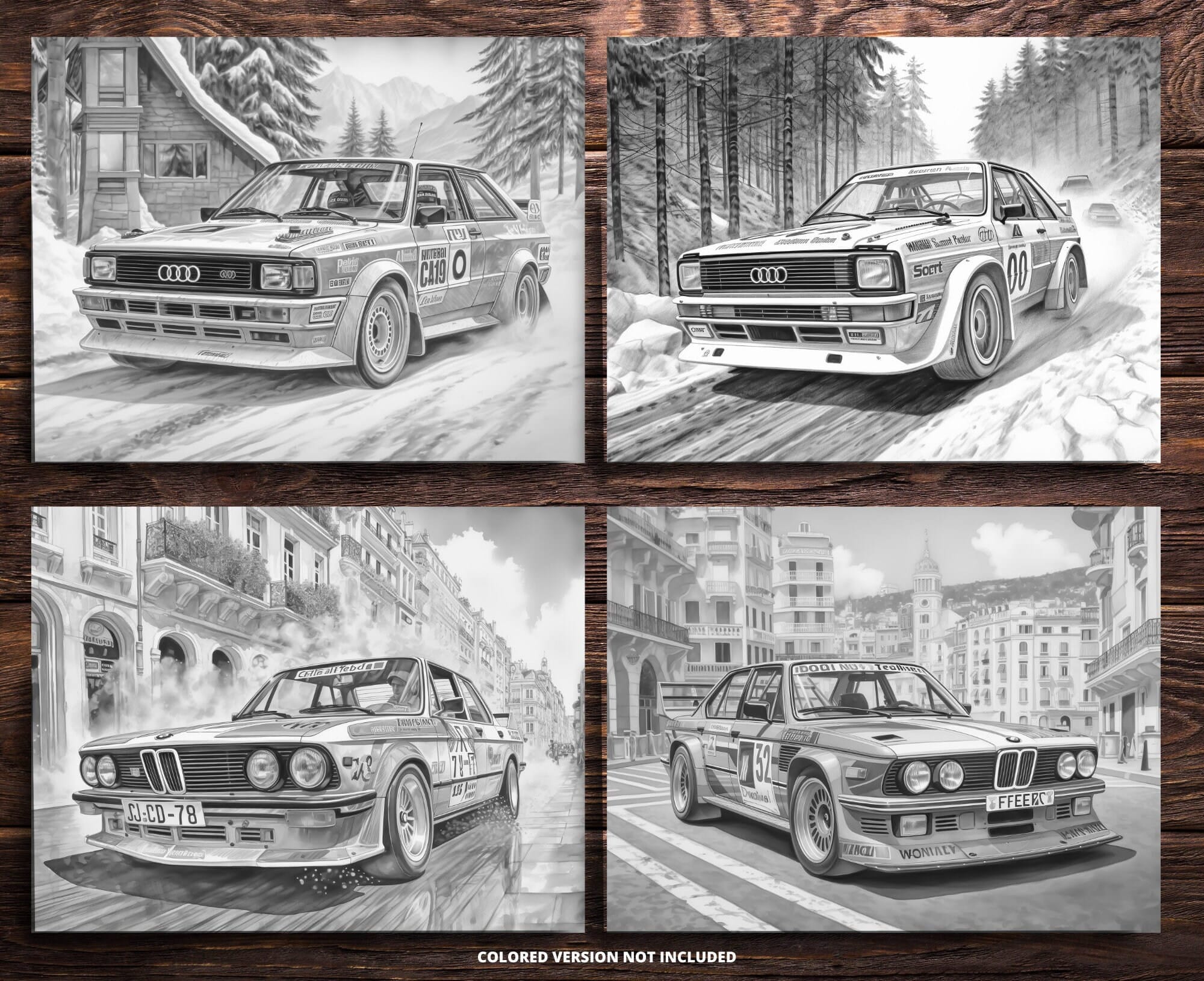Ford Rally Car Coloring Rally Cars Coloring Book, Grayscale Illustration (printable PDF File ...