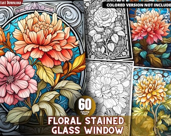 Flower Coloring Pages - Adults Kids Coloring Pages, Instant Download, Grayscale Coloring Book, Printable PDF File