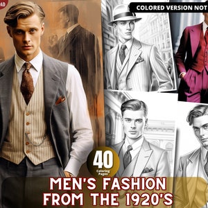 Men&#39;s fashion Coloring Pages for Adults and for Kids Grayscale Coloring, Printable PDF