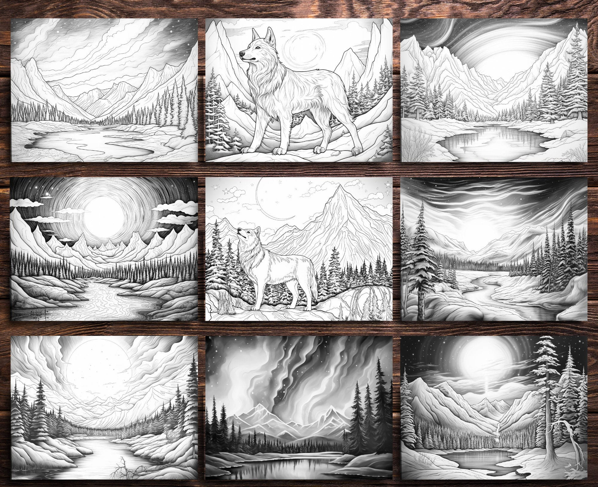 Northern Lights Coloring Pages for Adults and for Kids for Relax and ...