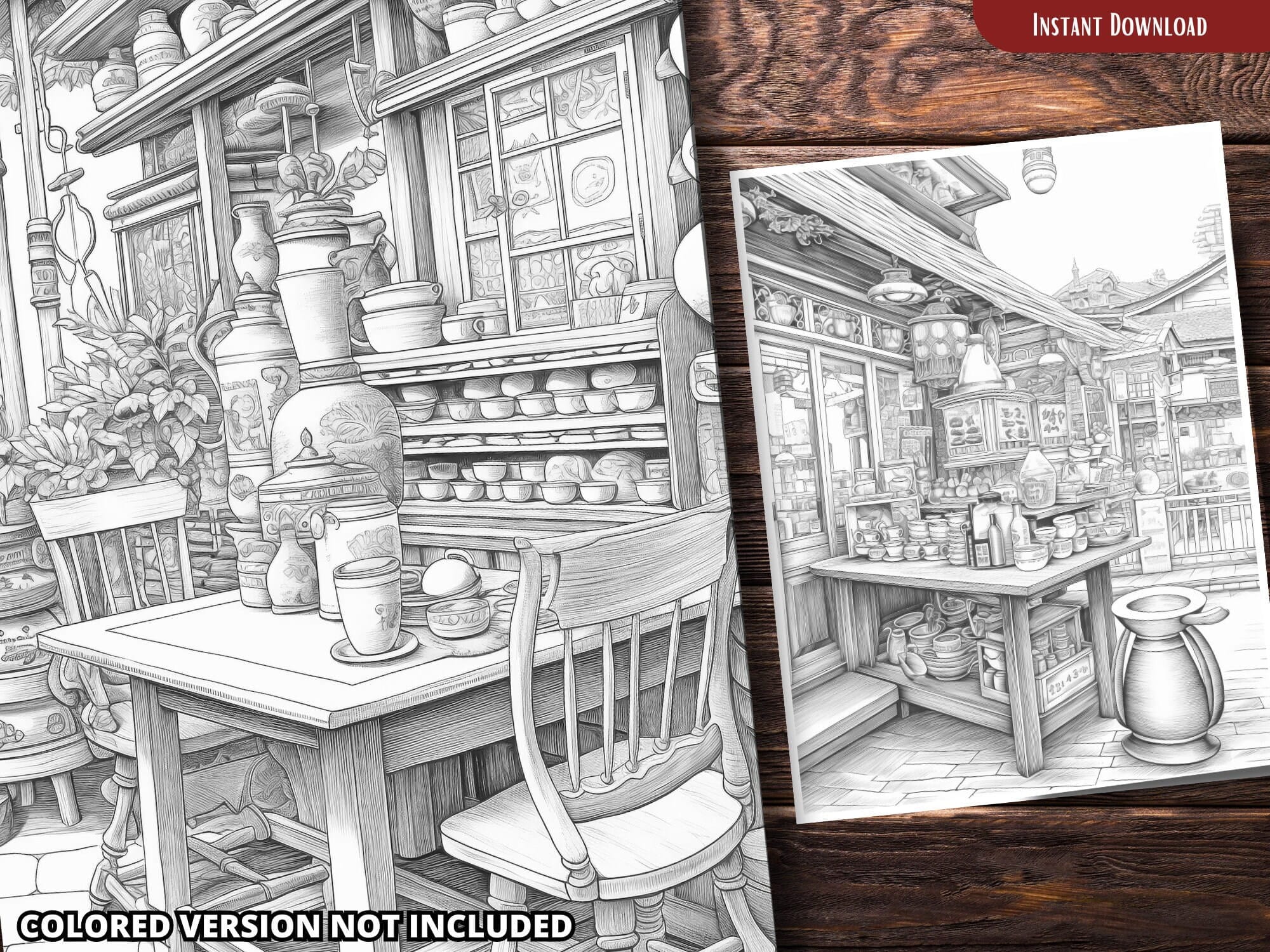 Japanese Coffee Shop Coloring Pages for Adults and for Kids Coloring ...