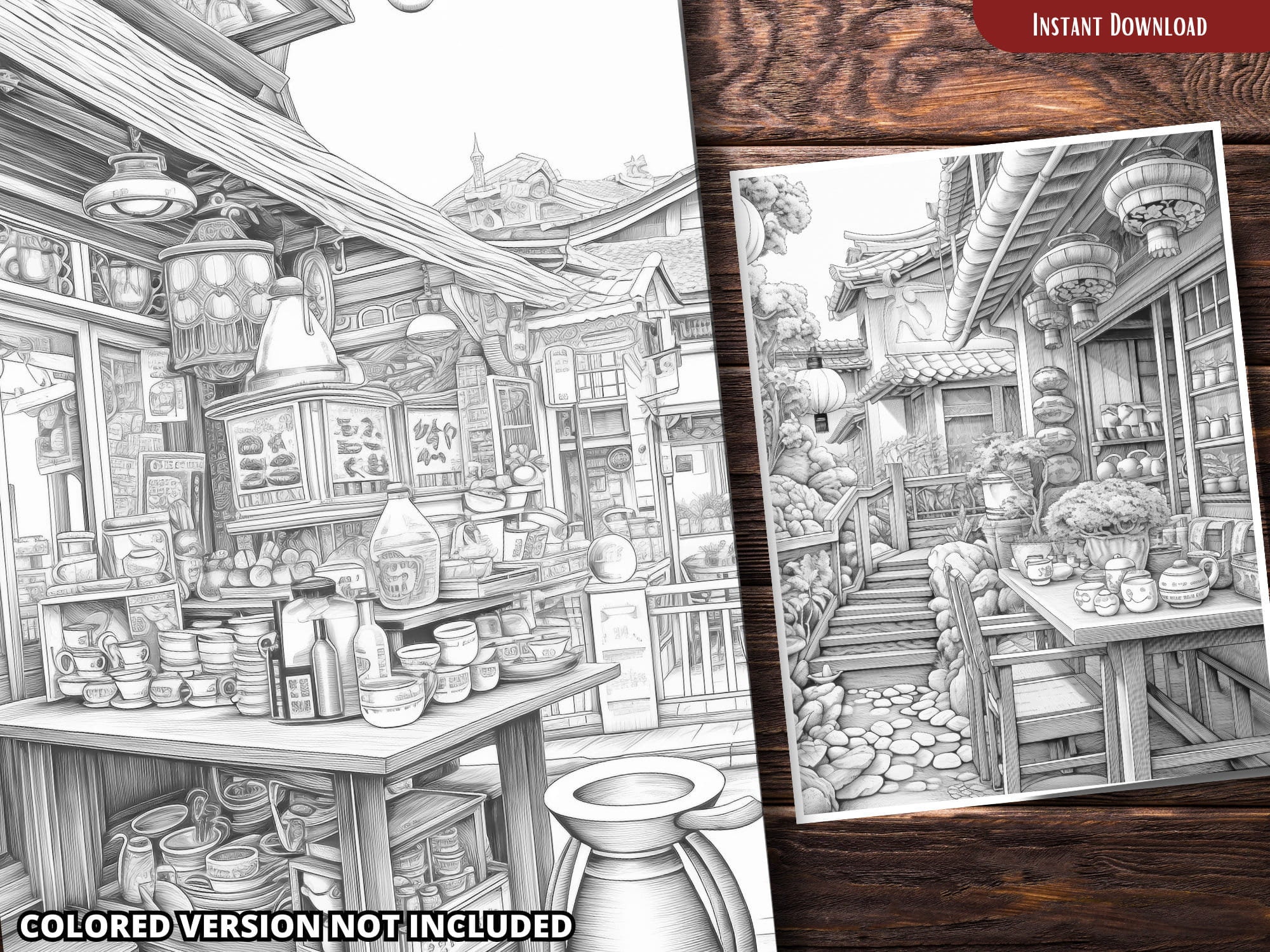 Japanese Coffee Shop Coloring Pages for Adults and for Kids Coloring ...