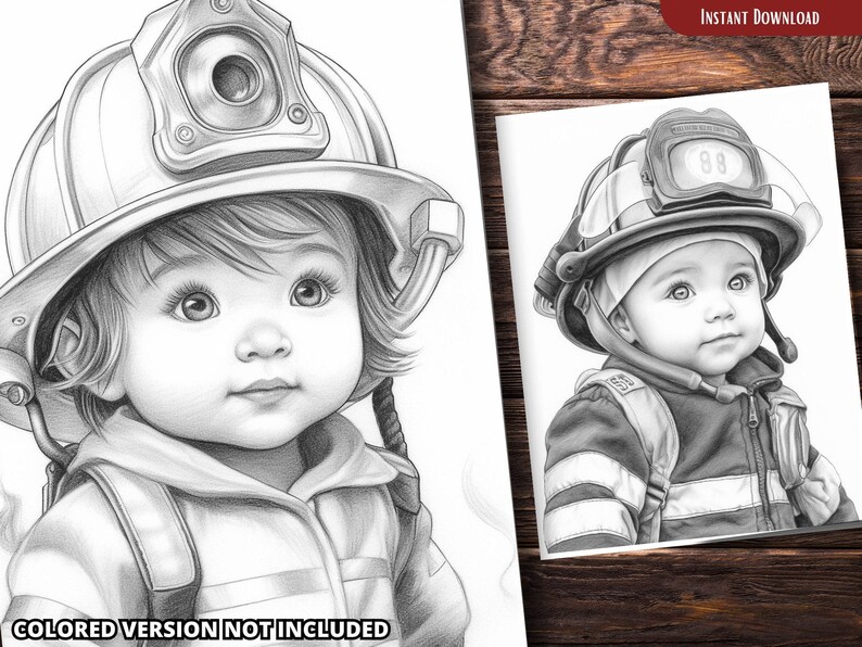 Firefighter Girl Coloring Book - Adults Kids Coloring Pages, Instant ...